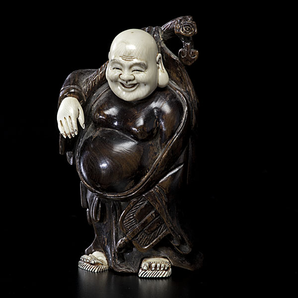 Japanese Wood and Ivory Buddha
