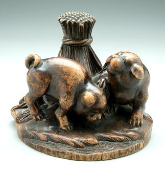 Japanese wood carving: okimono of