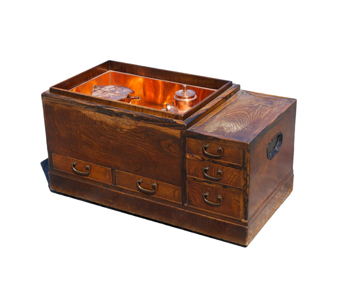 JAPANESE WOOD & COPPER HIBACHI: