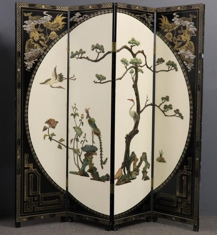 Japanese wood four-panel screen