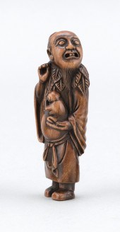 JAPANESE WOOD NETSUKE 19TH CEN