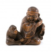 JAPANESE WOOD NETSUKE BY ITSUM