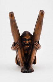 JAPANESE WOOD NETSUKE BY SHOKO