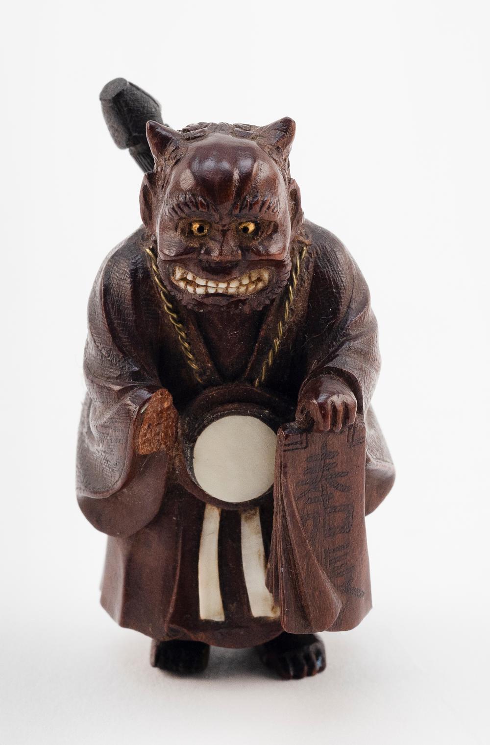 JAPANESE WOOD NETSUKE BY TOMIN 19TH