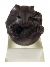 JAPANESE WOOD NETSUKE OF A MOU
