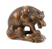 JAPANESE WOOD NETSUKE SIGNED T