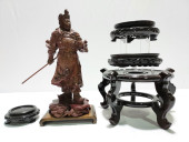 JAPANESE WOOD WARRIOR FIGURE &