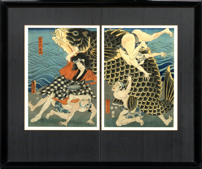 Japanese Woodblock Diptych,  by