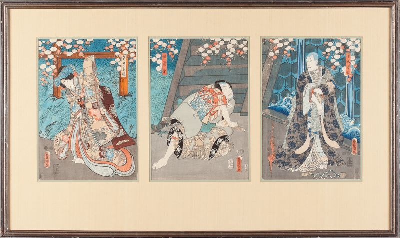 Japanese Woodblock Triptych of
