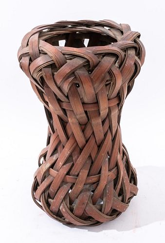 JAPANESE WOVEN BAMBOO IKEBANA VASE,