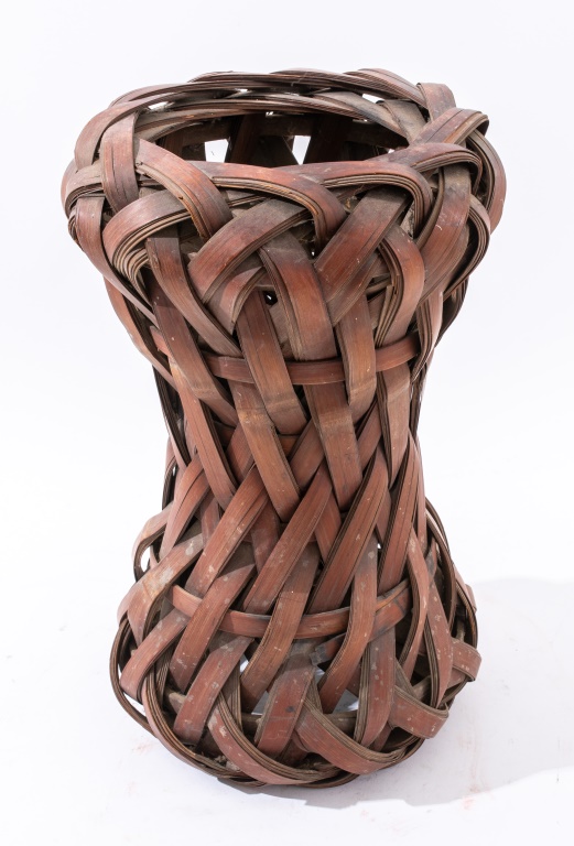 JAPANESE WOVEN BAMBOO IKEBANA VASE,