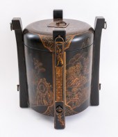 JAPANNED CYLINDRICAL VESSEL Ja