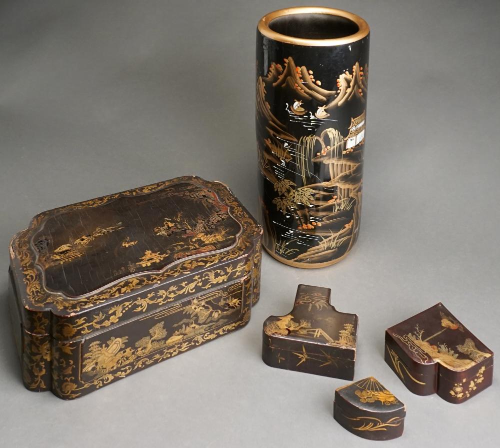 JAPANNED LACQUER TABLE BOX WITH