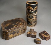 JAPANNED LACQUER TABLE BOX WIT