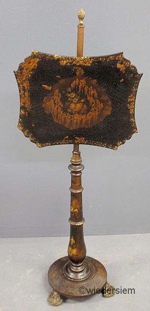 Japanned pole screen c.1870 with