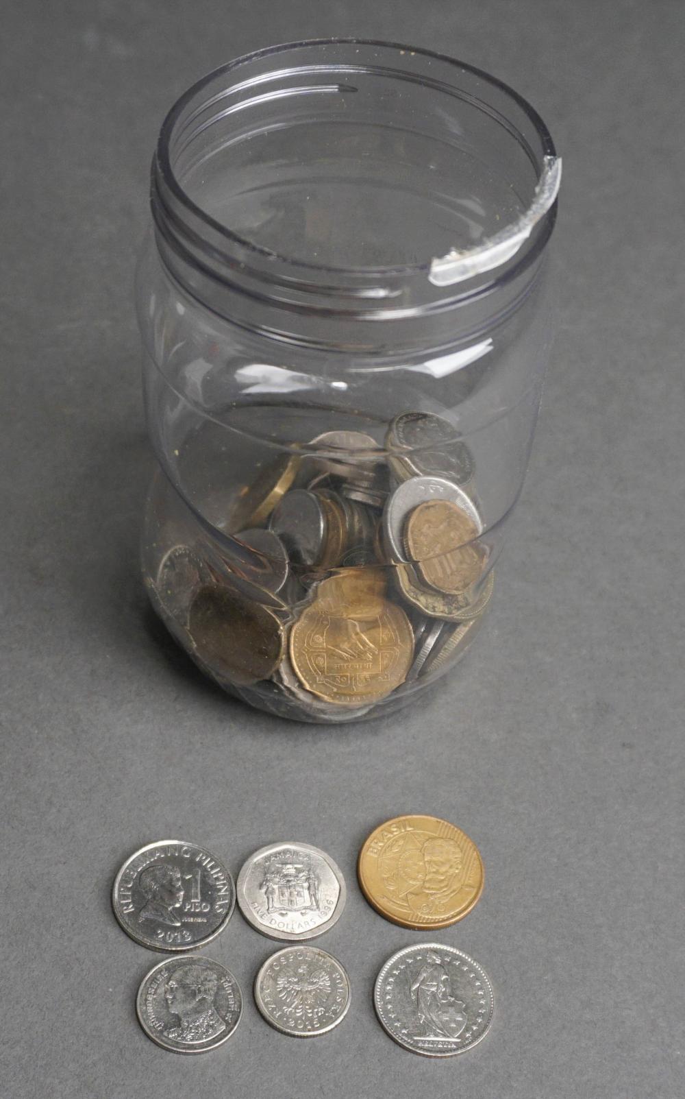 JAR OF FOREIGN COINSJar of