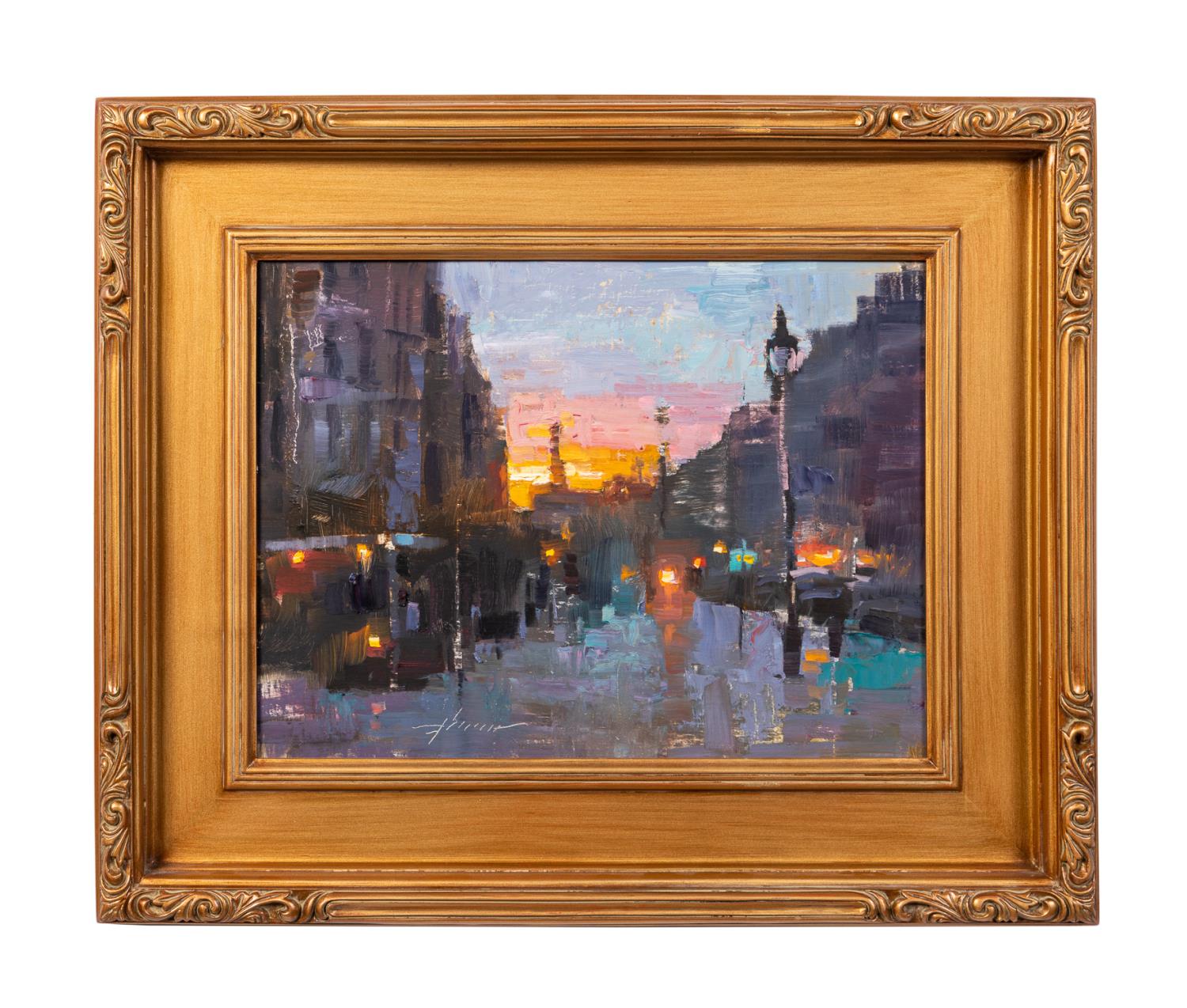 JASON SACRAN, CITY SCENE AT SUNSET,