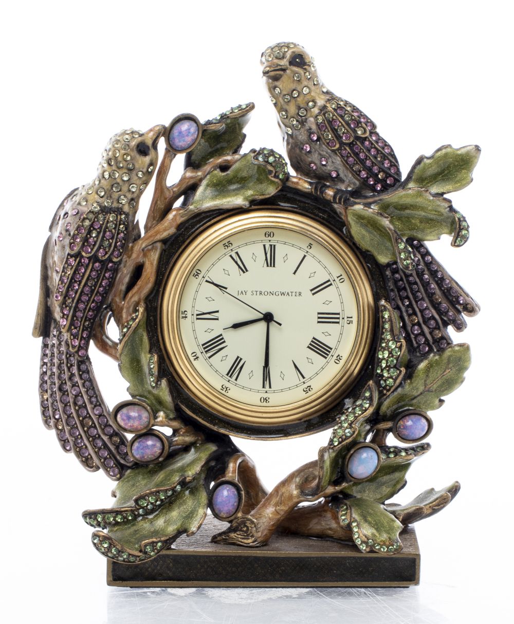 JAY STRONGWATER ENAMEL DESK CLOCK