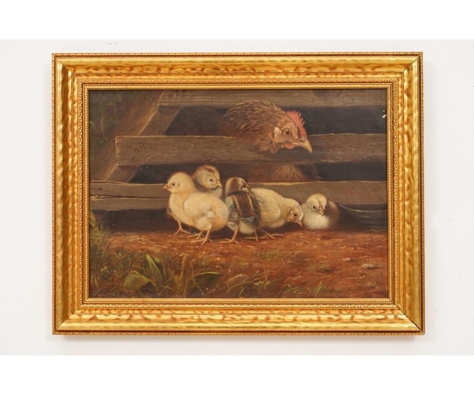 J.B. Spencer oil on canvas of a hen