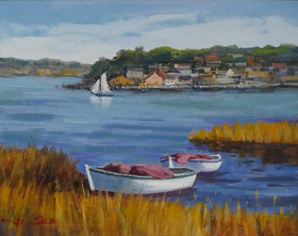 J.C. SEO (20TH CENTURY), BOATS IN A