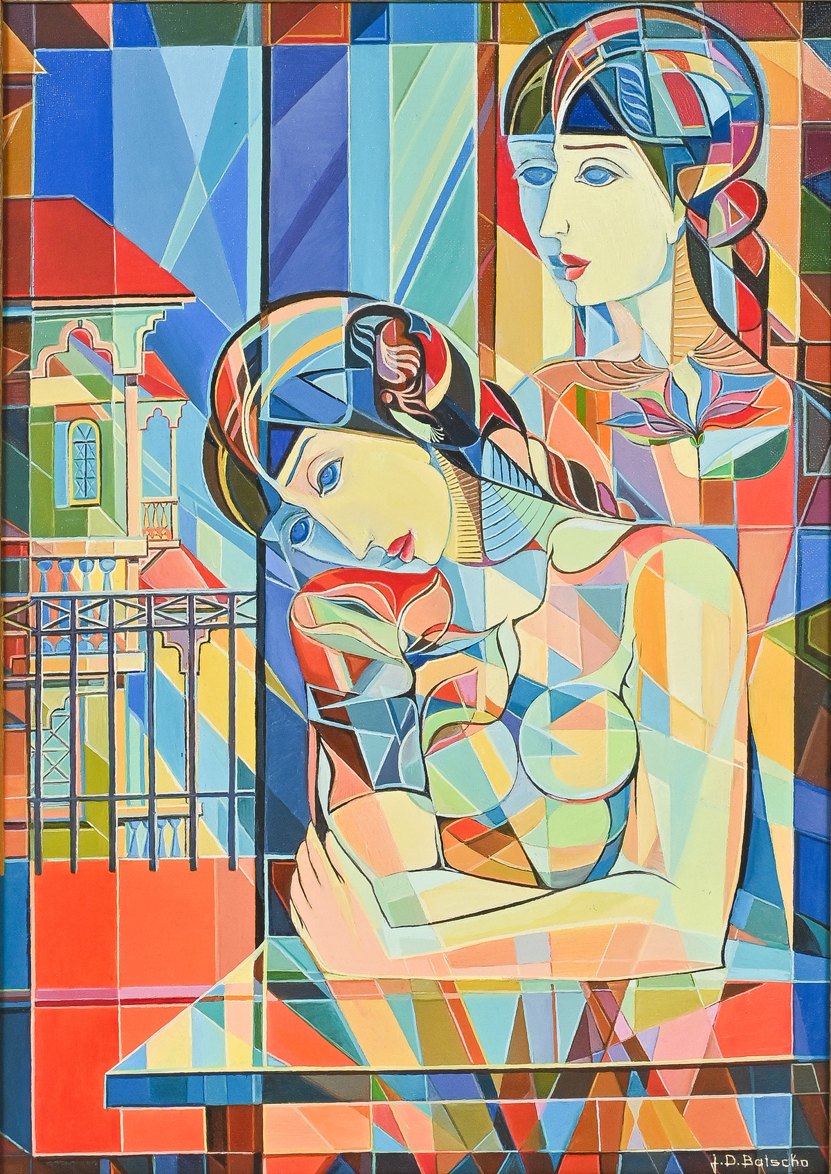 J.D. BATSCKO CUBIST PAINTING: Two