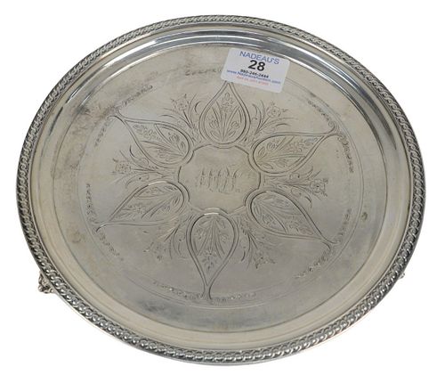 J.E. CALDWELL COIN SILVER SALVER ON