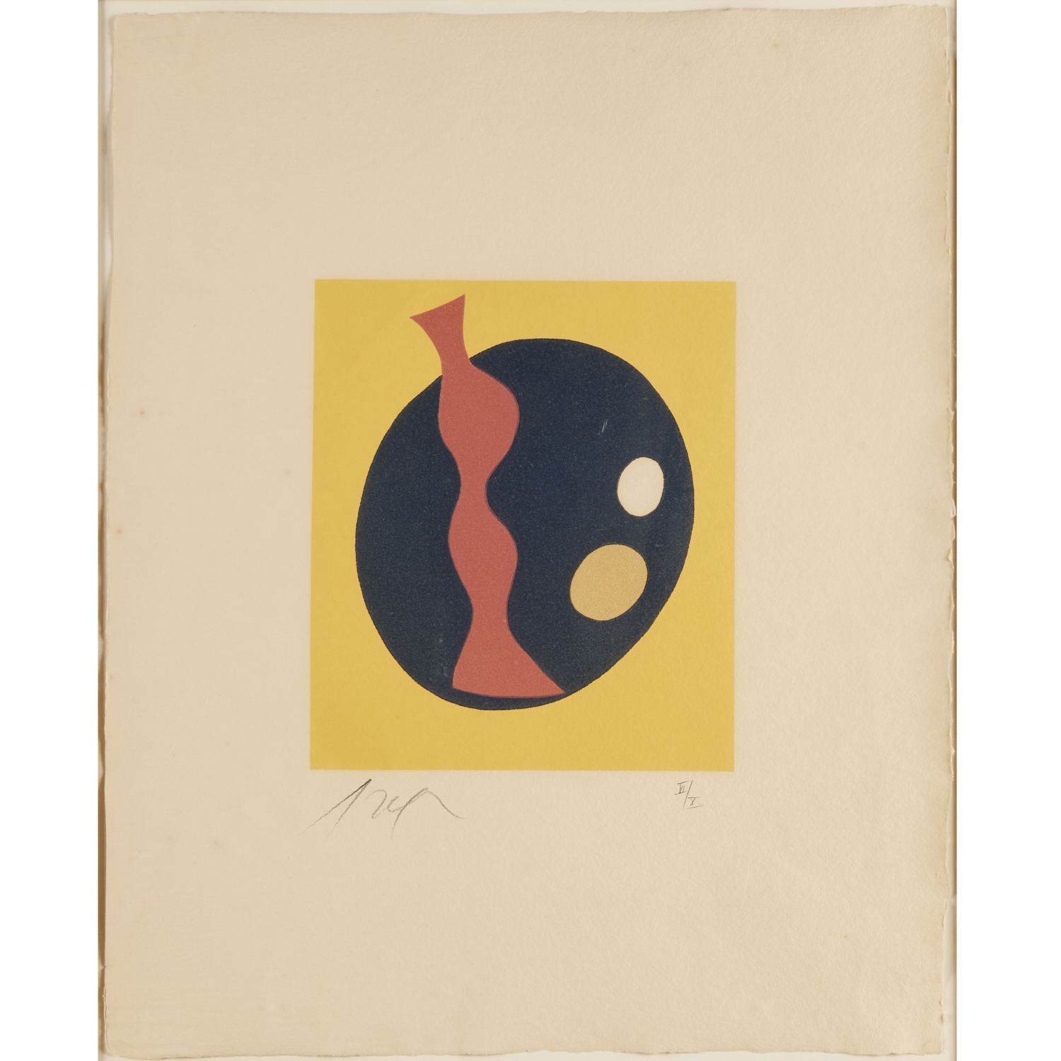 JEAN ARP, COLOR WOODCUT, 1966