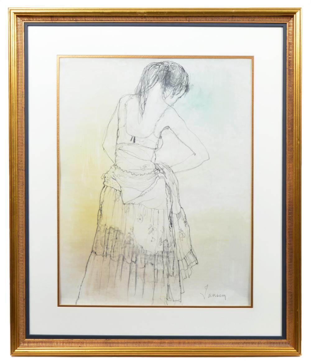 JEAN JANSEM 'JEUNE FILLE' PENCIL ON