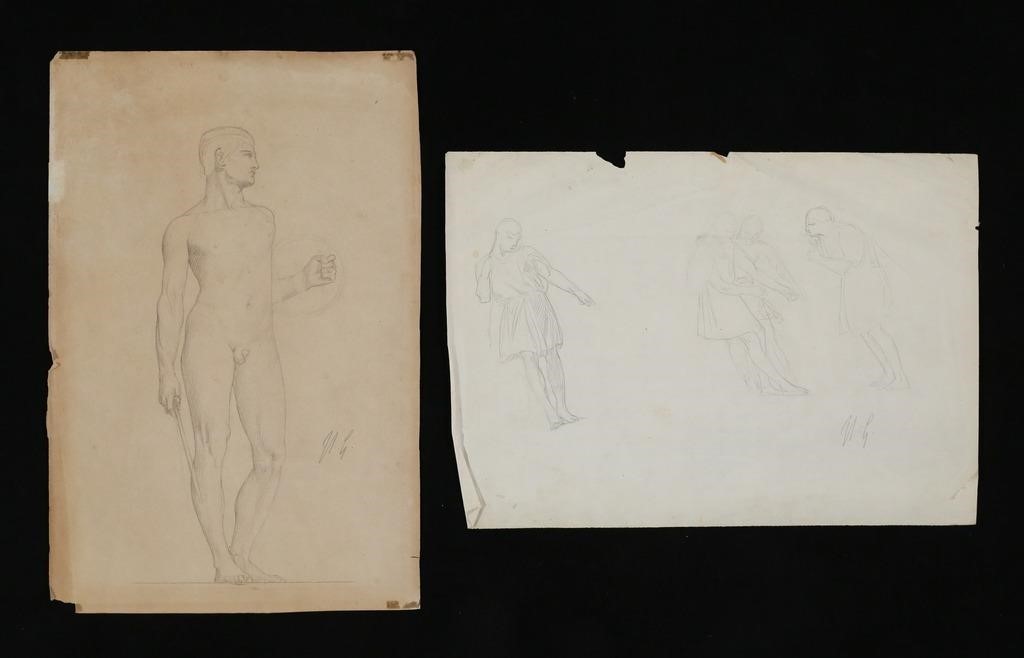 JEAN-LEON GEROME 2 PENCIL DRAWING