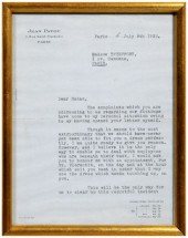 Jean Patou autograph letter (1
