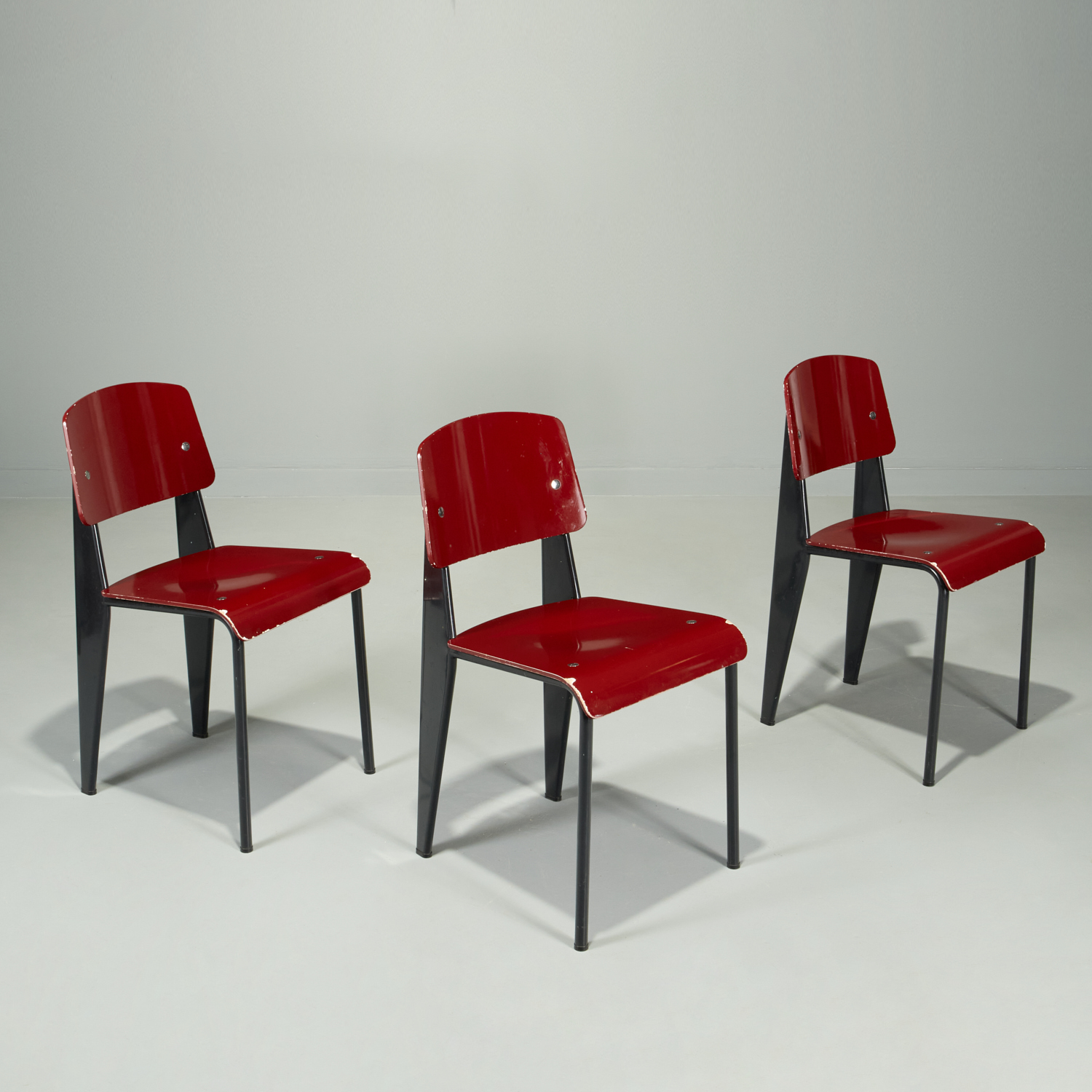 JEAN PROUVE, (3) STANDARD CHAIRS