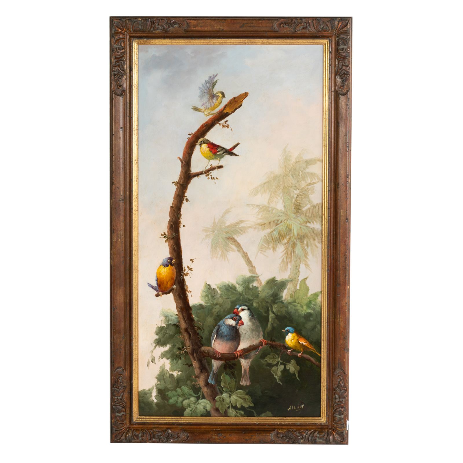 JEANNINE ALBERT. "SONGBIRDS I," OIL