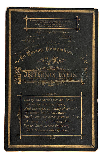 Jefferson Davis Memorial Card