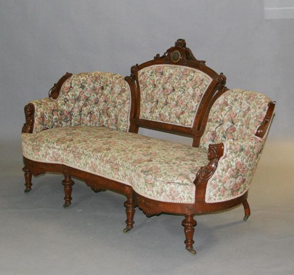 Jelliff settee; walnut