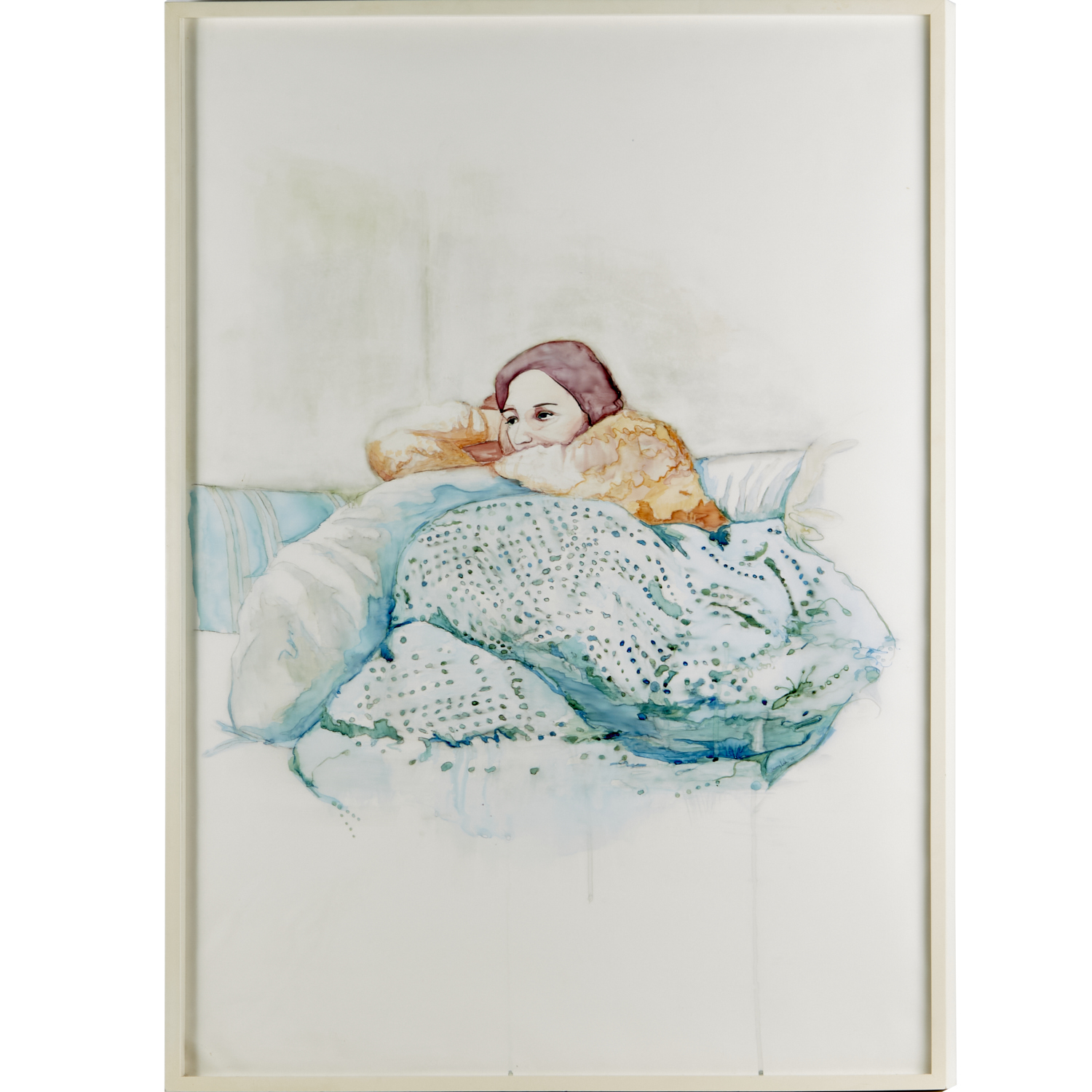 JENNY LADEN, LARGE OIL ON VELLUM,