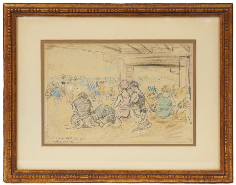 JEROME MYERS WATERCOLOR "CONEY