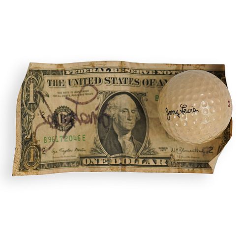 JERRY LEWIS SIGNED GOLF BALL AND
