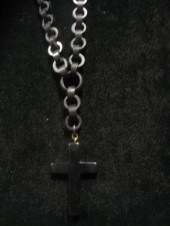 "Jet" carved mourning cross ne