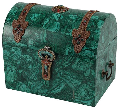 JEWEL-ENCRUSTED DOMED MALACHITE