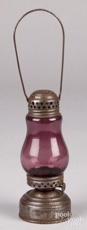 JEWEL TIN SKATERS LAMP, 19TH C