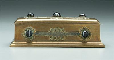 Jeweled brass box, shaped as
