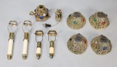 JEWELED BRASS FAIRY LAMP & SHA