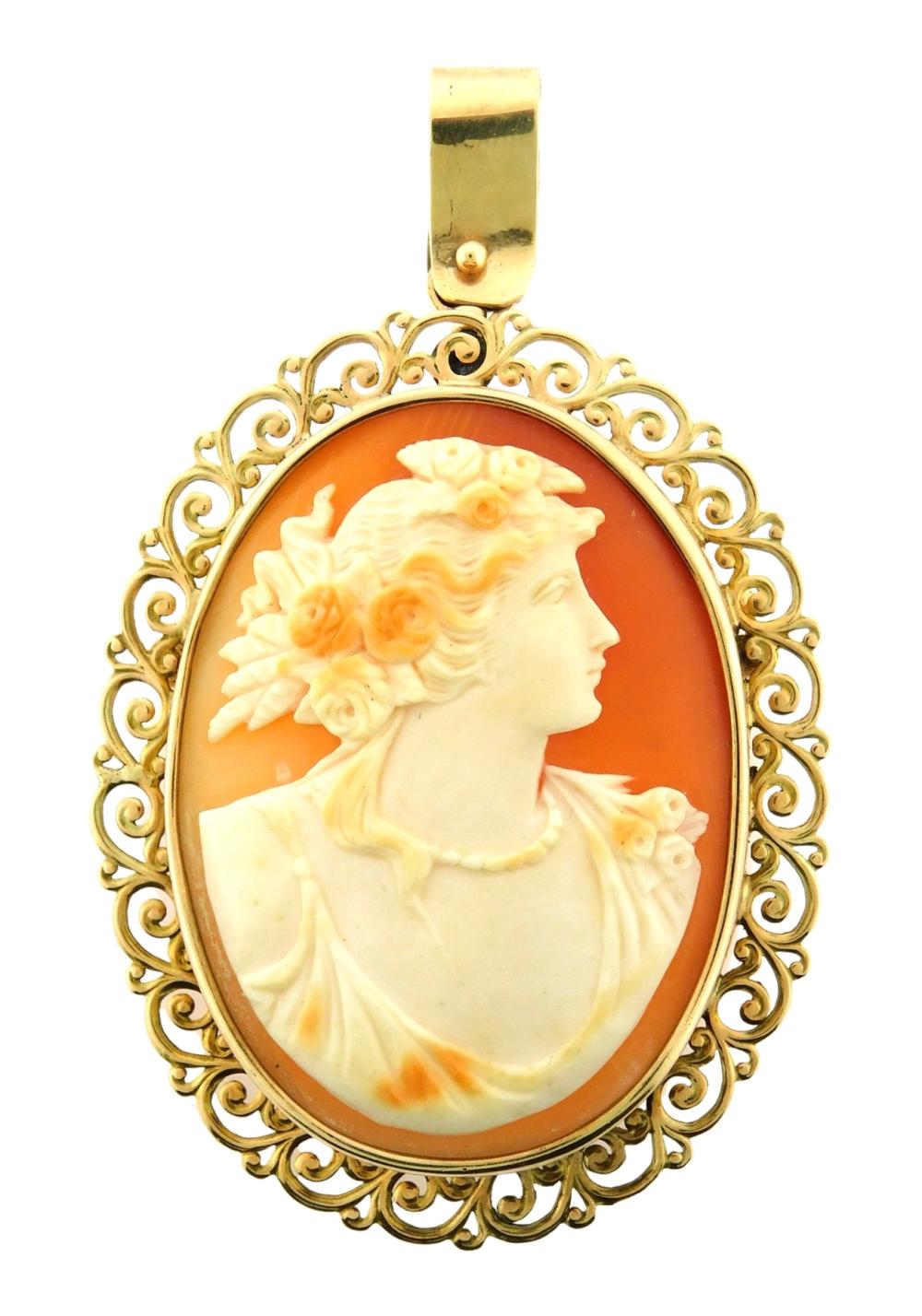 JEWELRY: 10K CAMEO PIN/PENDANT,