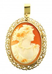 JEWELRY: 10K CAMEO PIN/PENDANT
