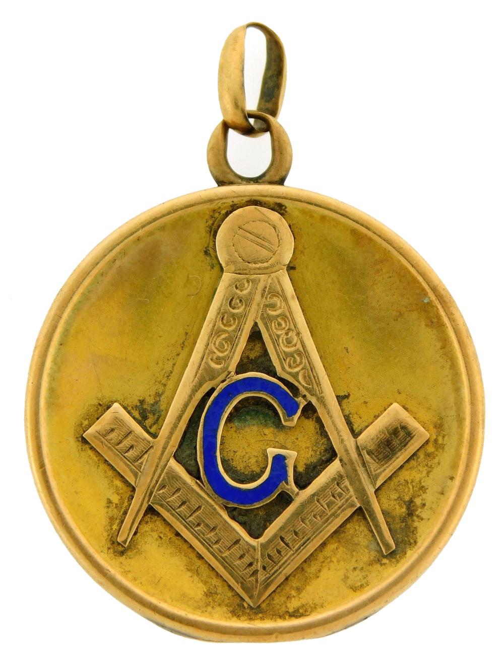 JEWELRY: 10K GOLD MASONIC WATCH