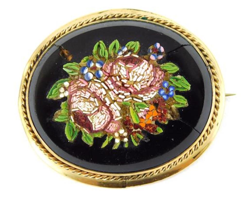 JEWELRY: 10K MICROMOSAIC PIN OF