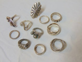 JEWELRY. 11 STERLING RINGS TO