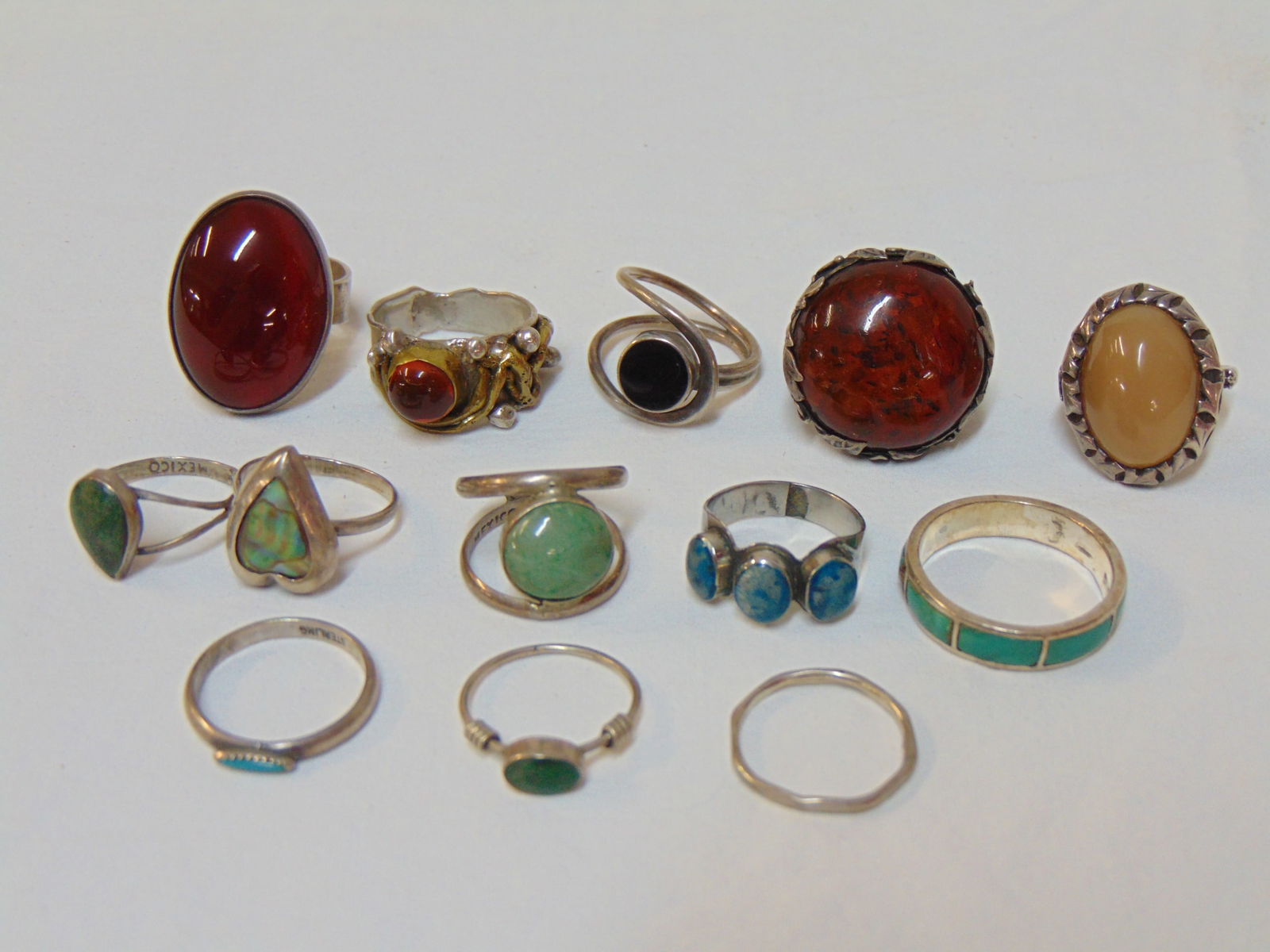 JEWELRY. 13 STERLING RINGS TO