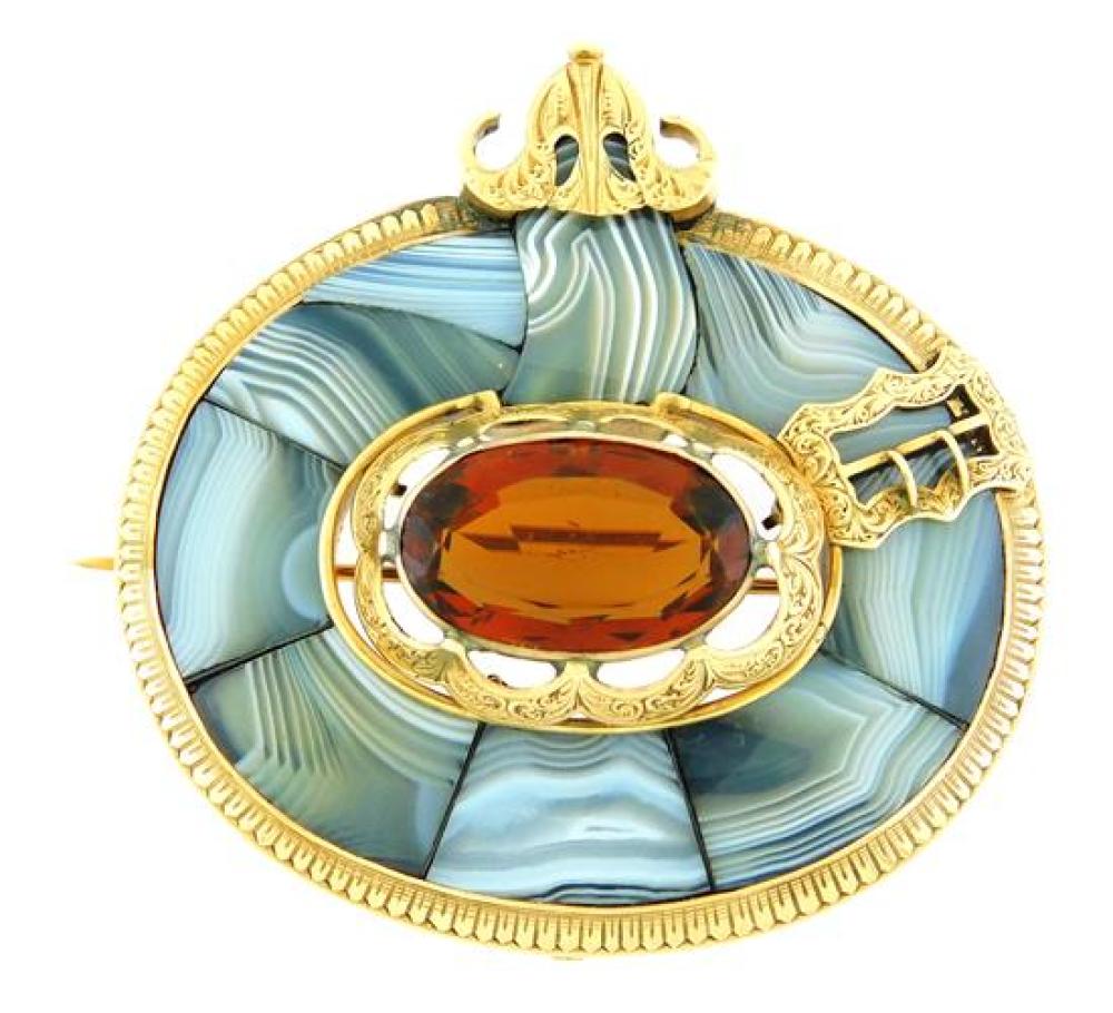JEWELRY: 14K AGATE AND CITRINE