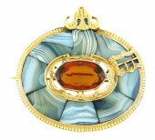JEWELRY: 14K AGATE AND CITRINE